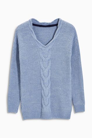 V-Neck Cable Sweater